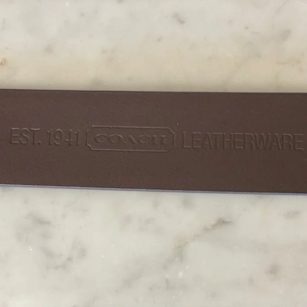 COACH Vintage Brown Leather Silver Tone Textured Buckle Men's Belt 38